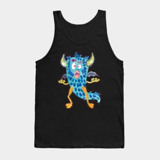 Halloween Fuzzy blue Cartoon Monster Tank Top